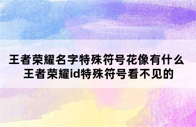 王者荣耀名字特殊符号花像有什么 王者荣耀id特殊符号看不见的